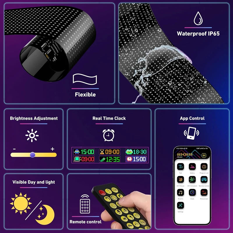 Ojos LED Animados Auto y Camioneta 70x173mm - Pantalla Flexible APP + Control - Tuning 12V