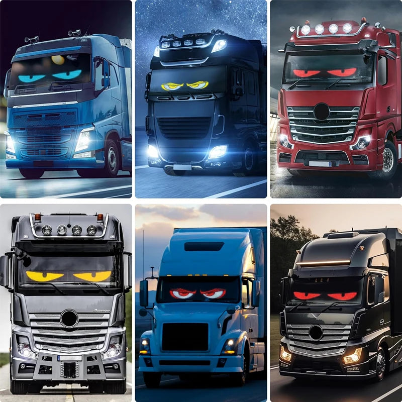 Ojos LED Animados Gigantes para Camión y BUS 120X595mm - Pantalla Flexible APP + Control -  Tuning Camionero 12V/24V